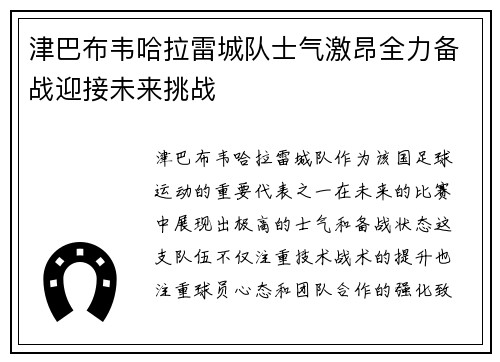 津巴布韦哈拉雷城队士气激昂全力备战迎接未来挑战
